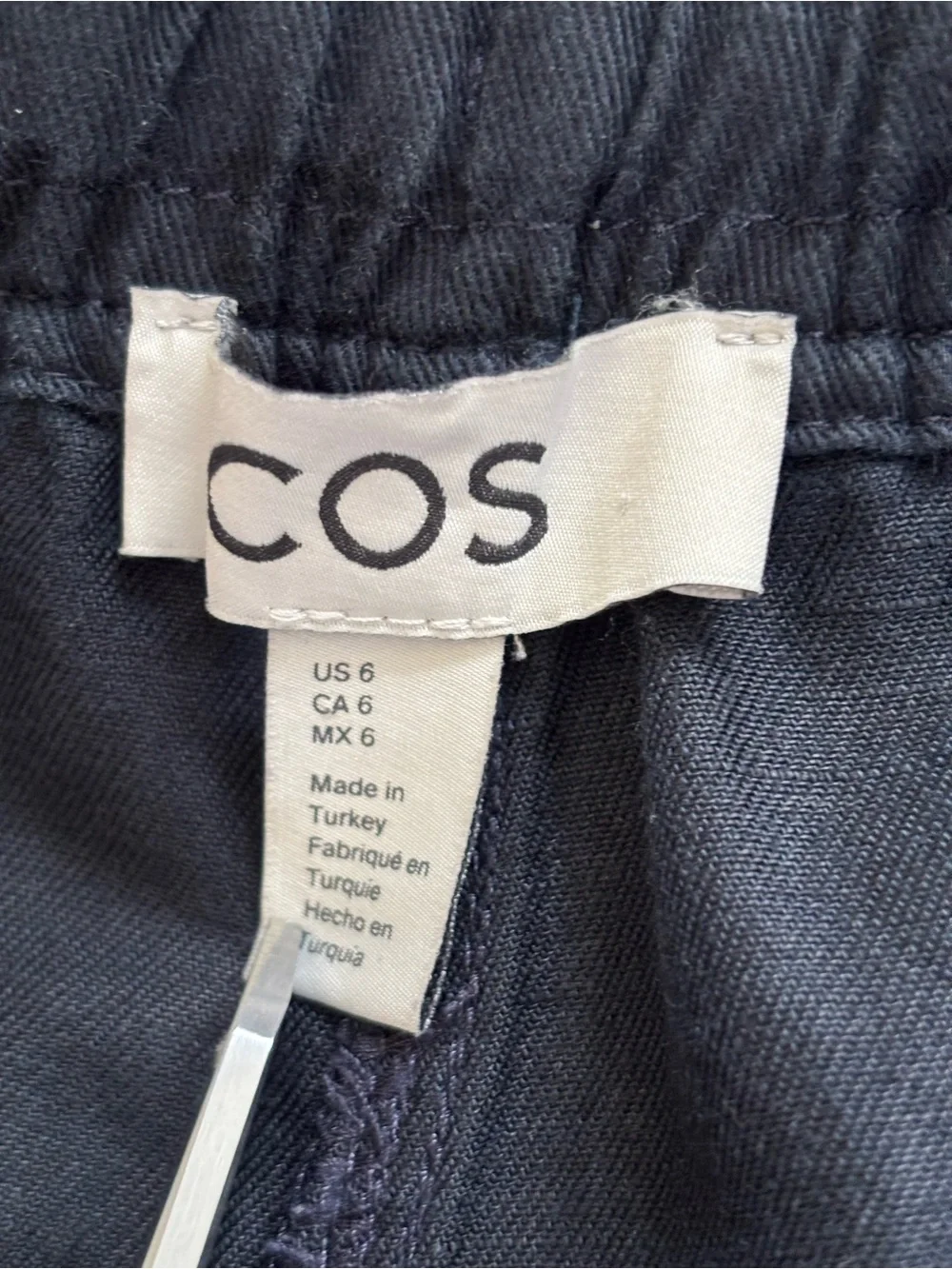 COS Navy Cotton Lyocell Linen Drawstring Barrel Tapered Pants Women’s US 6